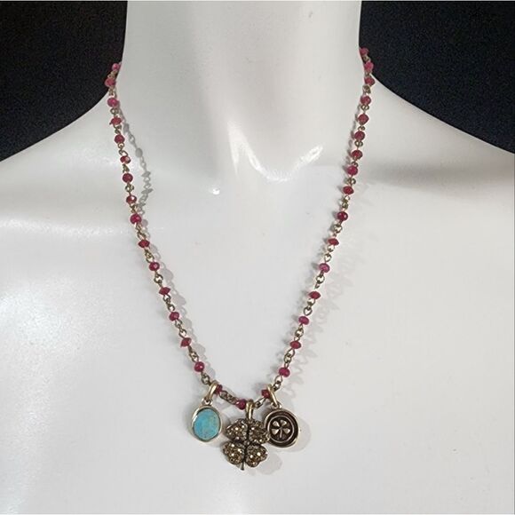 Lucky Brand Faux Turquoise & Four-Leaf Clover Necklace - Picture 1 of 3